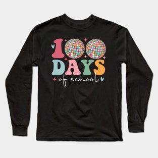 Disco Ball 100 Days Of School 100th Day Smarter Brighter Long Sleeve T-Shirt